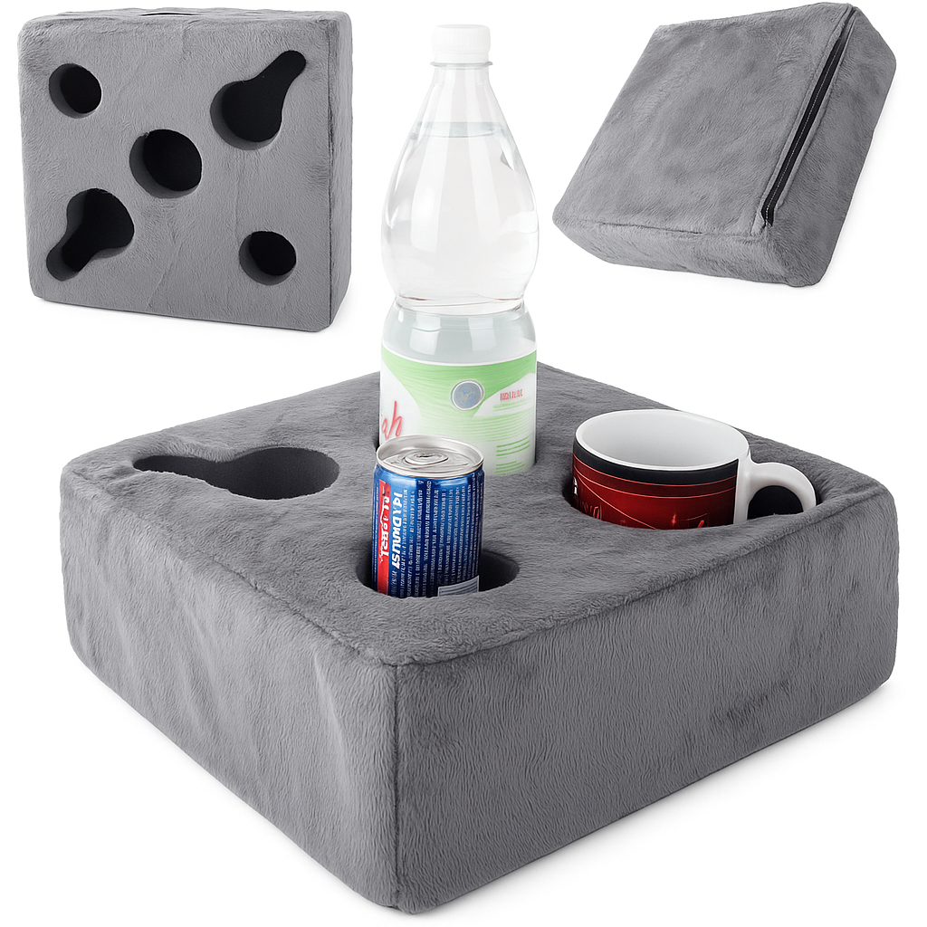 Perna suport de bauturi, pentru canapea, cu 5 locuri, Zola®, 32x10 cm, gri Perna suport de bauturi, pentru canapea, cu 5 locuri, Zola®, 32x10 cm, gri